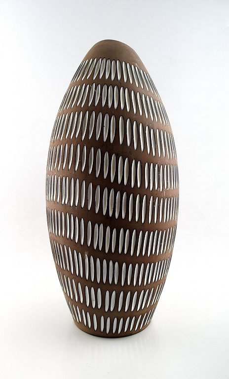 Ingrid Atterberg for Upsala-Ekeby "Negro" ceramic large floor vase in art deco style.