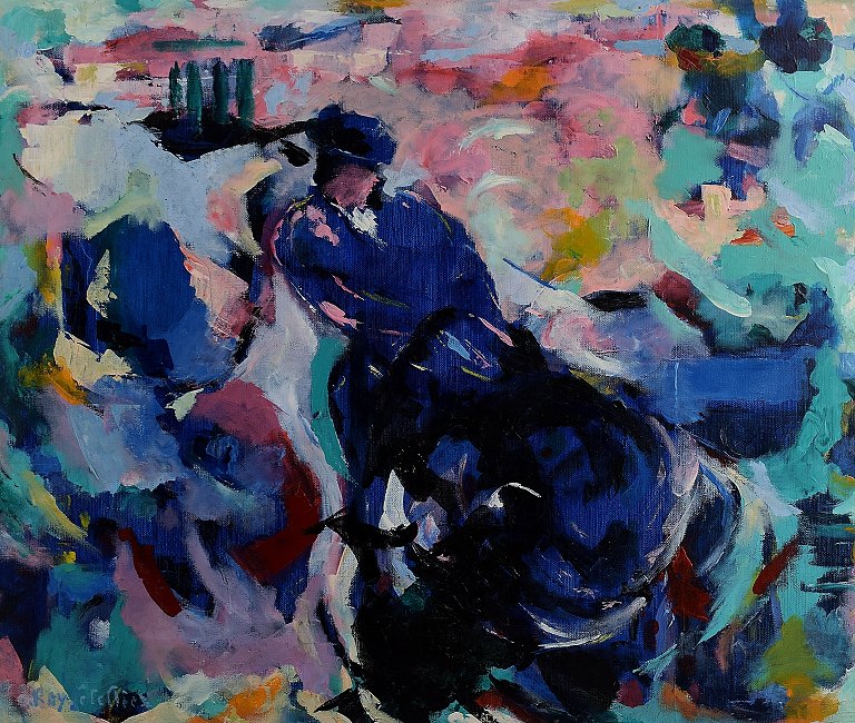 Ray Letellier, French artist born in 1921 in Paris.Bullfighting. Oil on canvas.