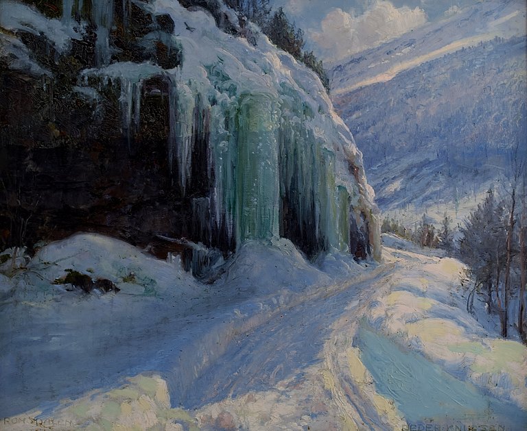 Peder Knudsen f. København 1868, d. sst. 1944 , dansk kunstner.Romsdalen, Norge, oliemaleri.