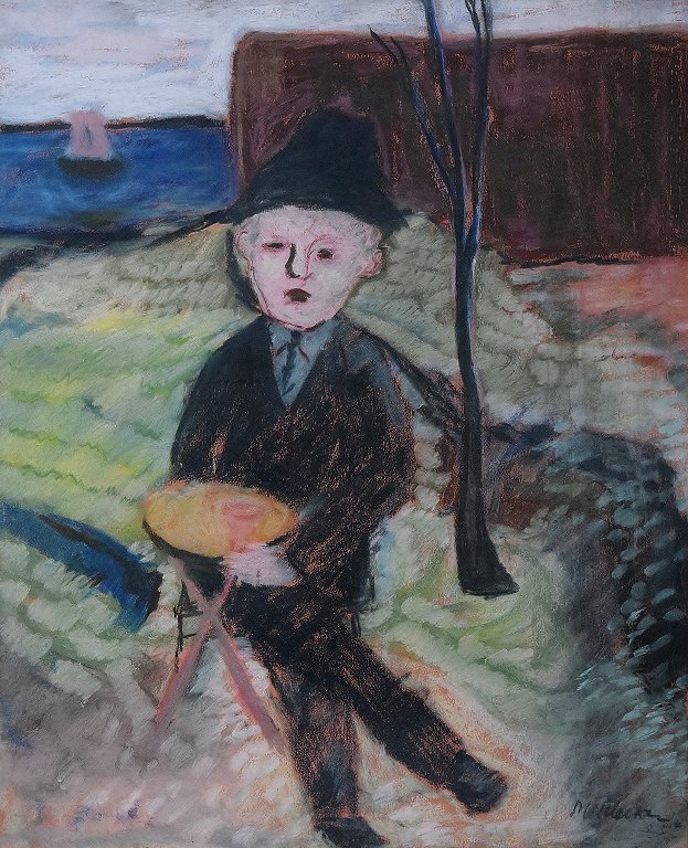 Pastel on panel behind glass, signed indistinctly, 20 century.