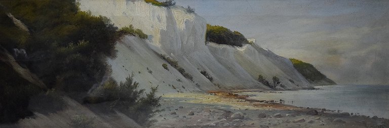 V. Holst, dansk kunstner, Møns klint, tidligt 1900-tallet.Olie på lærred.