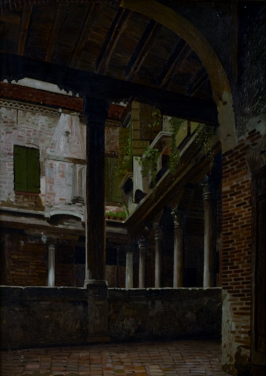 I. T. Hansen (efter) F. W. Dobenck, 1800-tallet. Venedig, eksteriør, San Gregorio kirken.