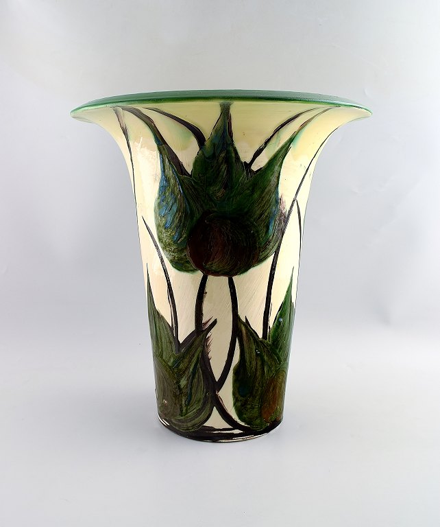 Stor Kähler gulvvase, HAK, glaseret stentøjsvase.                   