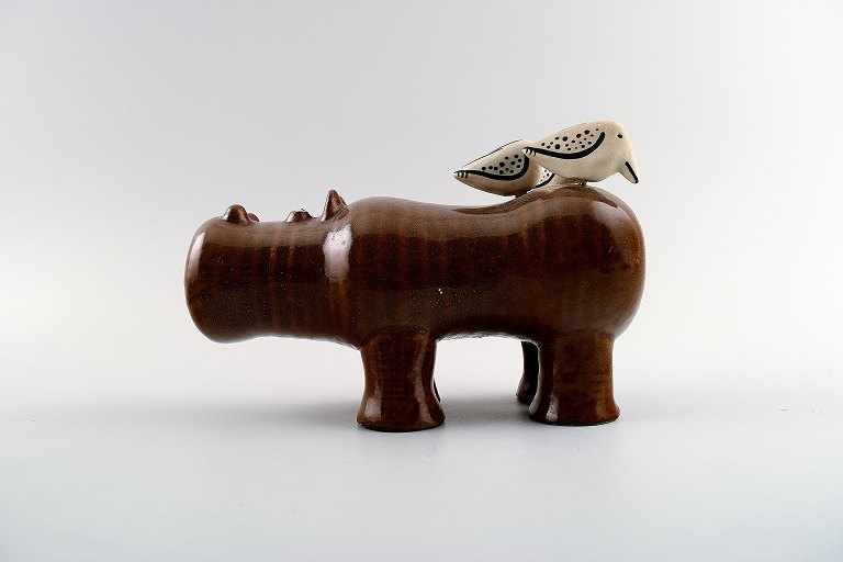 Lisa Larson for Gustavsberg. Figure. Hippopotamus. Glazed and unglazed stoneware / ceramic.