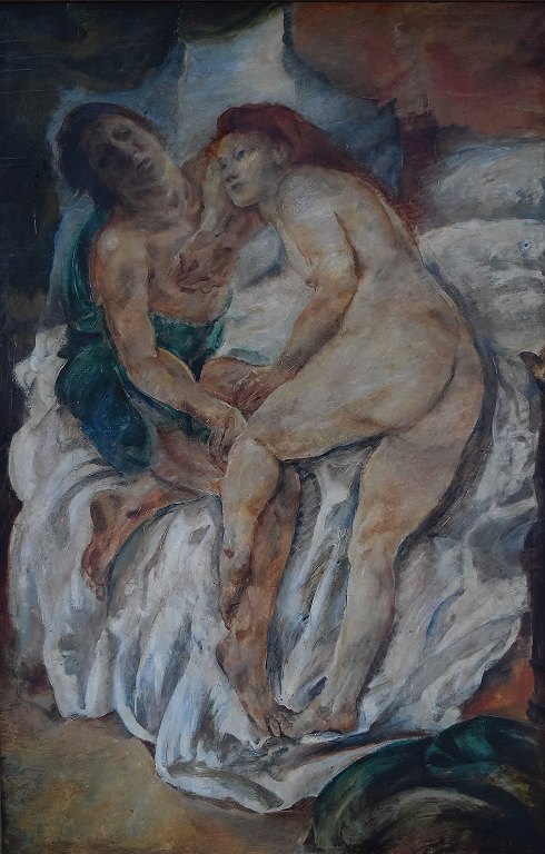 Ludvig Jacobsen b. Odense 1890, d. Copenhagen 1957:Erotic scene. Large painting.