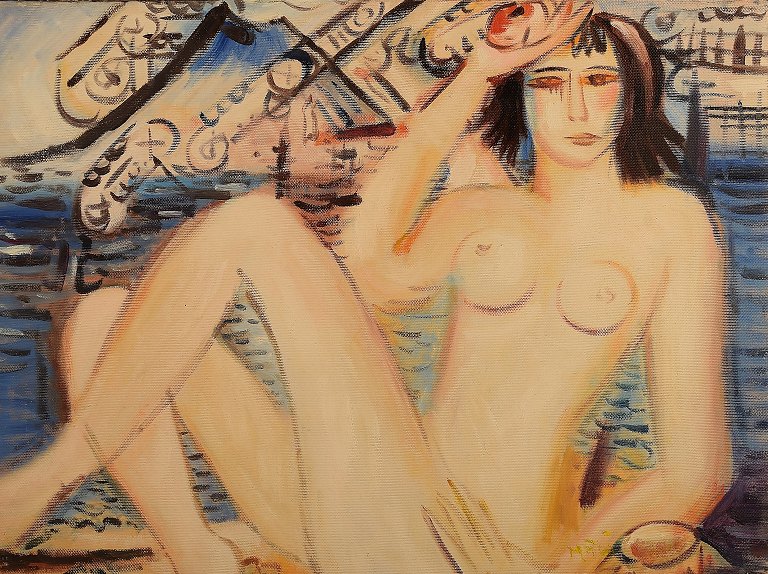 Oil on canvas. Naked woman. Unknown Artist.