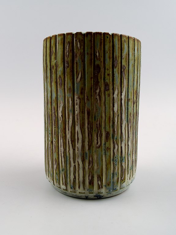 Arne Bang. Ceramic Vase, fluted design.