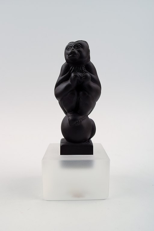 Black mourning capuchin monkey, Royal Copenhagen figurine of monkey on base.Artist: Pia Langelund.