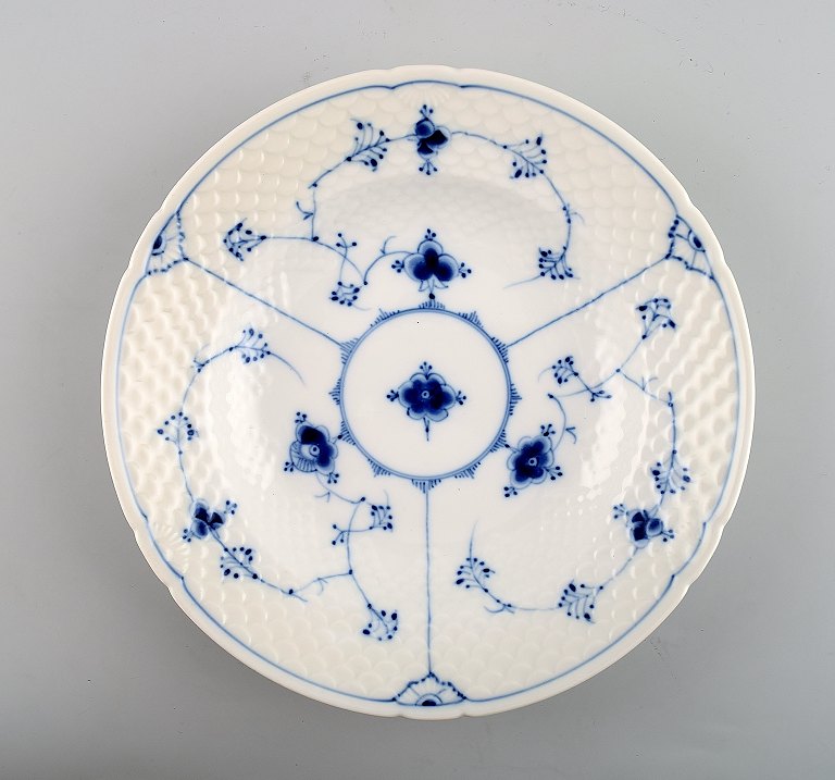 B & G, Bing & Grondahl Blue Fluted 4 deep / porridge / pasta / soup plates/dishes. Model number 23.