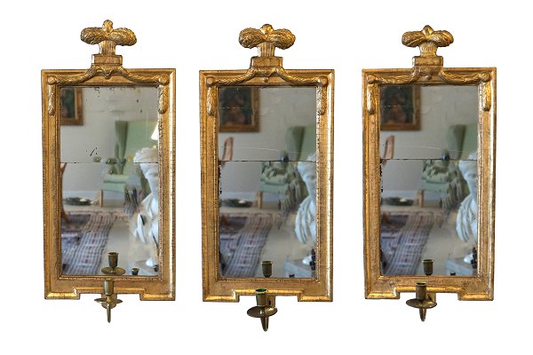 Johan Åkerblad: Set of three gilded mirrors. Stockholmaround 1785