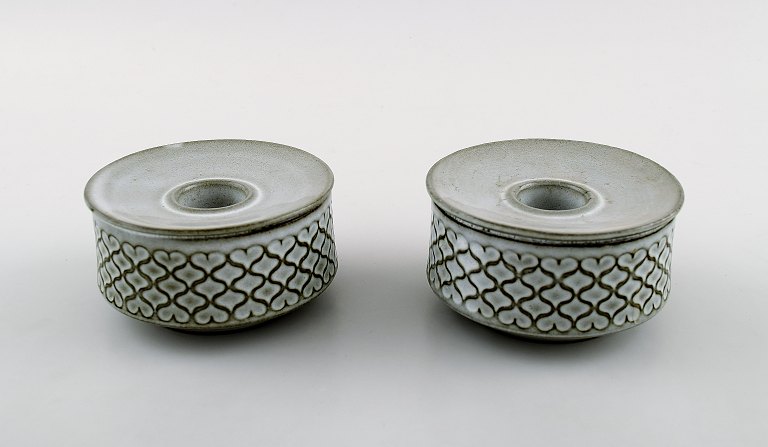 Nissen, Cordial gray, pair of candlesticks.Designed for Kronjyden Nissen Jens Harald Quistgaard IHQ.