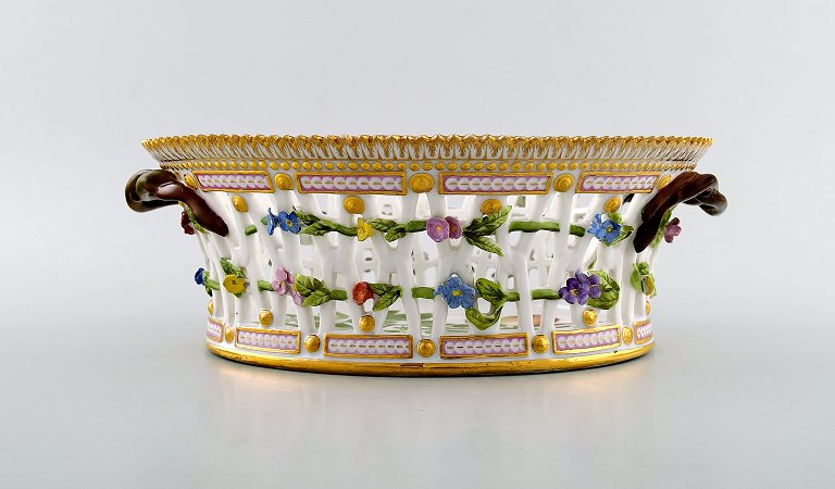 Antik Royal Copenhagen Flora Danica stor Frugtskål. 
