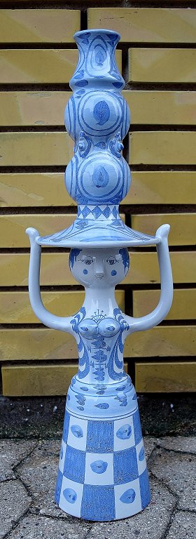 Colossal Bjorn Wiinblad figure. Candlestick L15. The Blue House. Denmark.