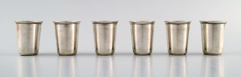 6 vodka / snaps / hunting goblets in sterling silver, approx 1930 / 40s.