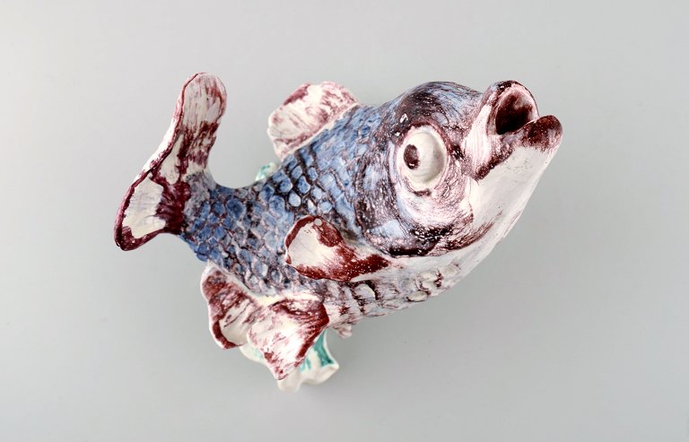 Jean René Gauguin. Figur af stentøj, "Fisk med åben mund", dekoreret med polykrom glasur.