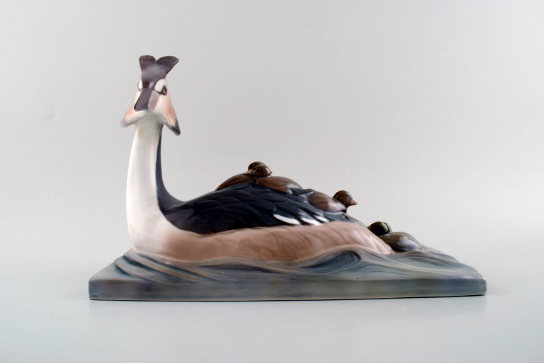 Bing and Grondahl. Figure, Crested Grebe with cubs.No. 2439.