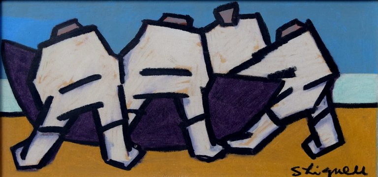 Sven Lignell, svensk maler. Midt 1900-tallet, eksteriør. Olie på plade.