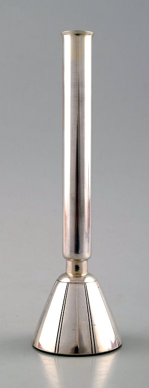 Modernist candlestick / vase of silver, C G Hallberg, Sweden.