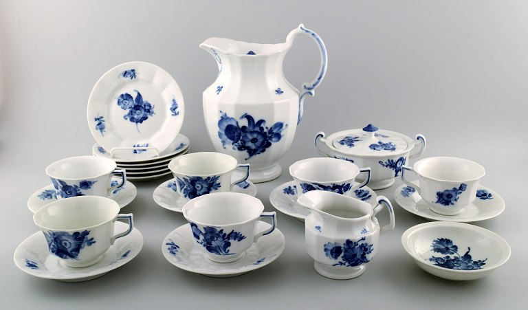 6 persons Royal Copenhagen Blue flower angular chocolate service: