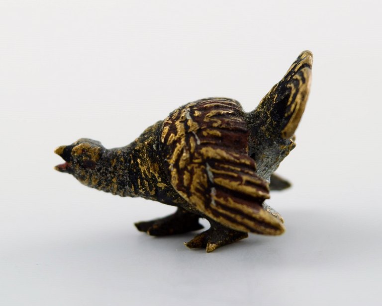 Wienerbronze, tjur/agerhøne, bronzefigur af høj kvalitet.Antageligt Franz Bergmann.