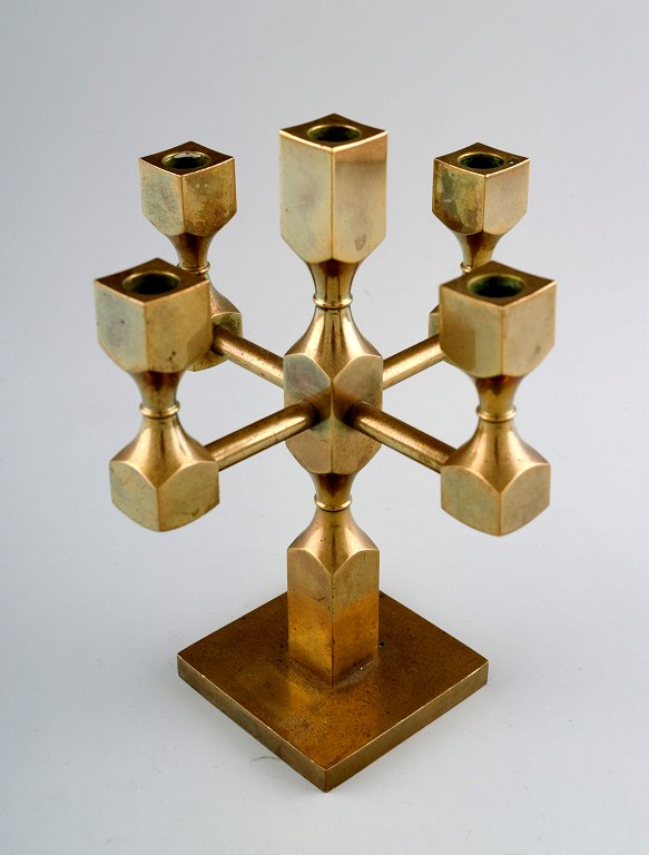 Gusum metal, brass candlestick for five lights.Swedish design.