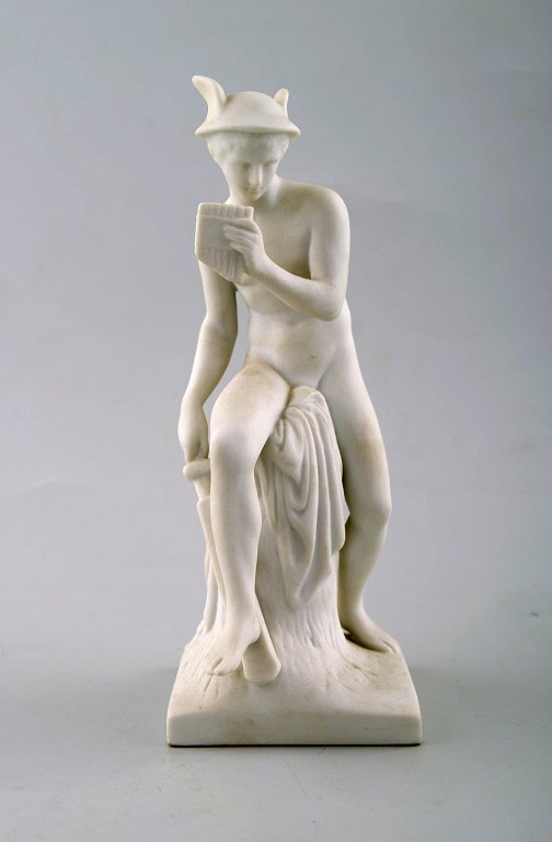 Antique B&G (Bing & Grondahl) biscuit figure after Thorvaldsen.Merkur. Designed by Thorvaldsen in 1818.