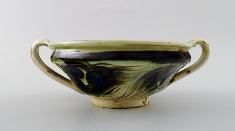 Kähler, Denmark, glazed bowl with handles, stoneware.