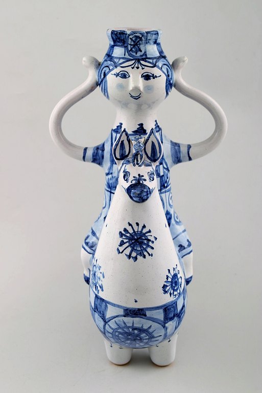 Rare Bjorn Wiinblad figure from the blue house.Figure / candlestick, rider to horse for one light.