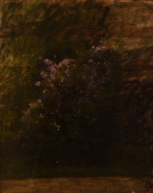 Dansk blomstermaler tidligt 1900-tallet, blomster i landskab.Olie på plade.