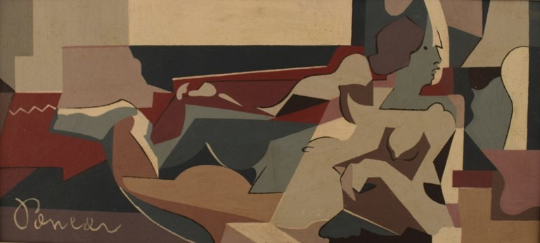 Liggende nøgen kvinde, midt 1900-tallet, ubekendt maler. 