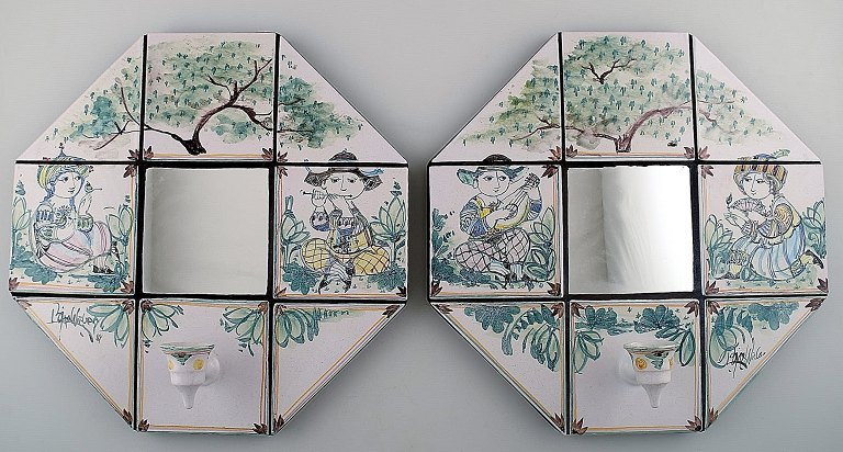 BJØRN WIINBLAD.Mirror lamps, a pair, signed and dated 84.