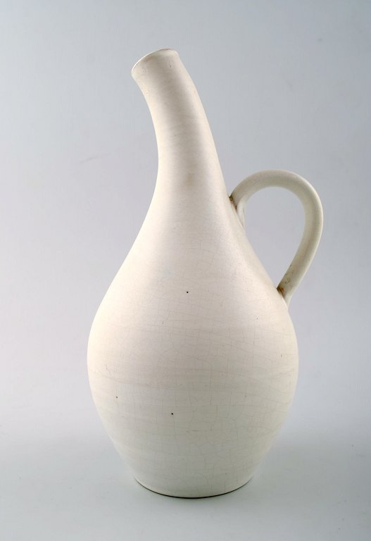 Nittsjö Ceramic jug in white glaze, modern design.