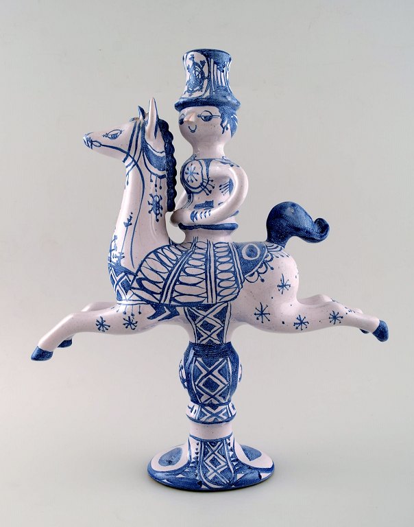 Bjorn Wiinblad figurine from the blue house.Figure / candlestick rider on horseback with space for a light.