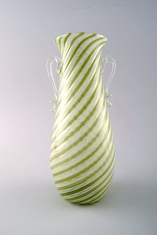 Murano art glass vase with handles. 1960s.