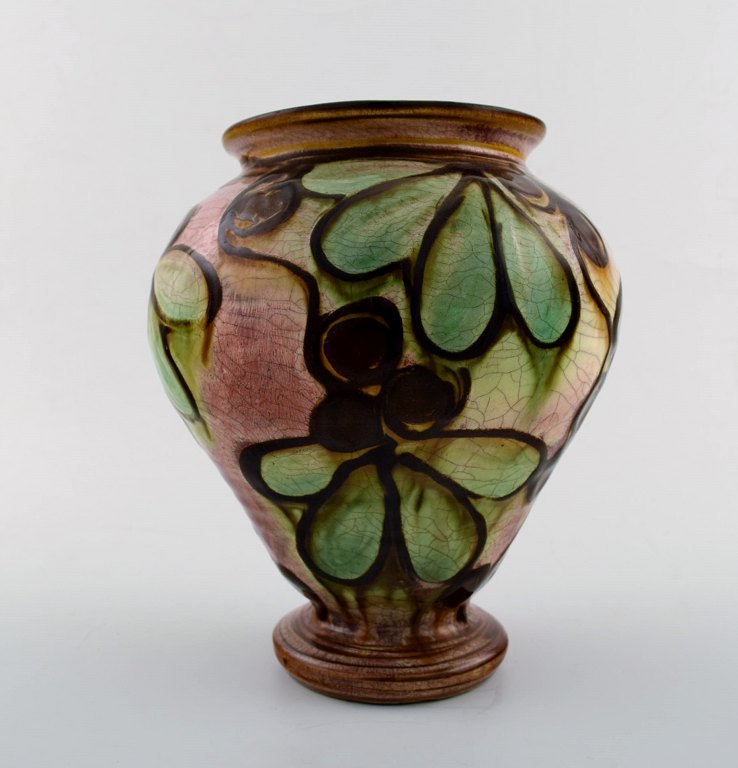 Kähler, Denmark, glazed stoneware vase in modern design.1930 / 40s. Cow horn technique.