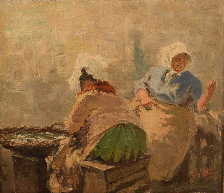 S. C. Bjulf: Skovserkoner. Olie på lærred.