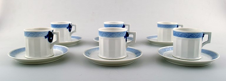 6 sets of Royal Copenhagen Blue Fan patternCoffee cup and saucer no. 11548.