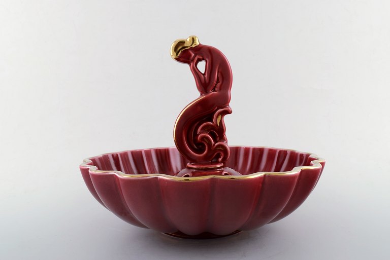 Gefle, "Rubin", Sweden, 1940s. Art deco floral centerpiece.