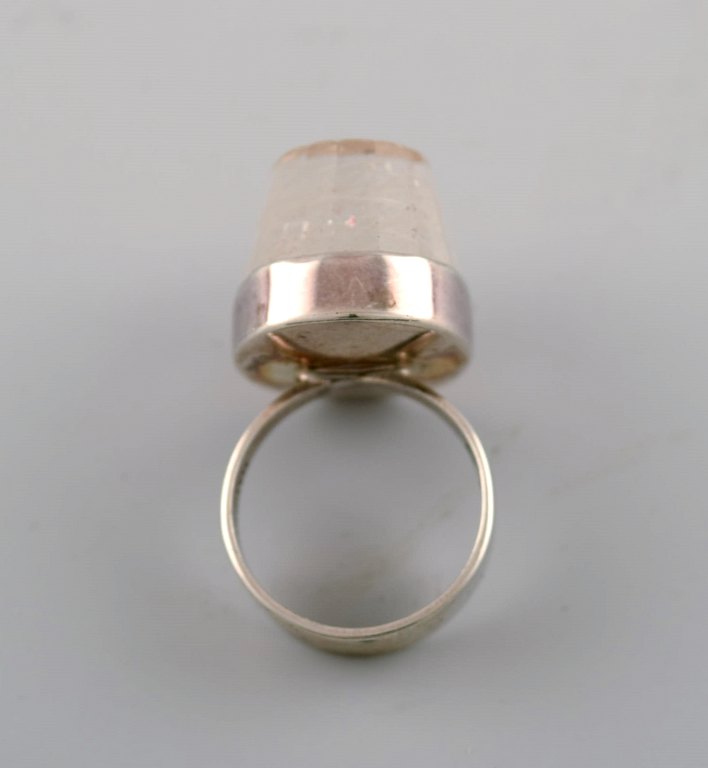 Gert "Gussi" Thysell, Malmo, Sweden, modernist sterling silver ring with mountain crystal.