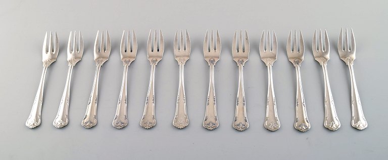 12 pastry forks, Cohr, Denmark "Herregaard"  silver cutlery.