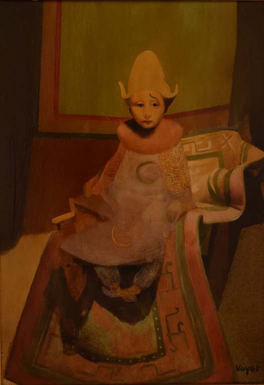 Jacques Voyet, fransk kunstner (1927-død i Tours 2010).Portræt af dreng.Olie på plade.