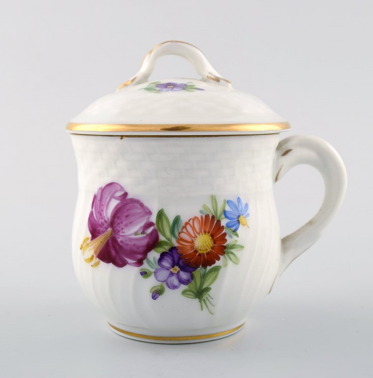 Royal Copenhagen Saxon Flower, mustard jar with lid.