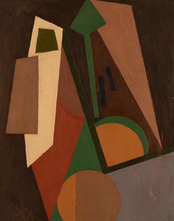 Poul Esting: Komposition. Olie på plade.