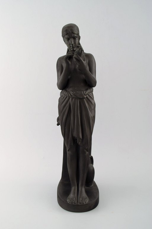 L. Hjorth, Denmark,  rare figure of half-naked woman in black terracotta. Model Number 595. Approx. 1900.