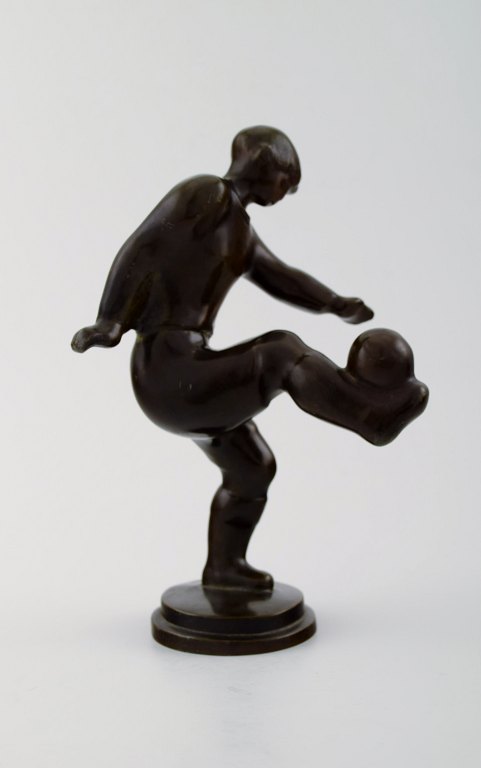 Rare Just Andersen. Figure of Patinated Discometal in the form of a Football Player No. 1739.