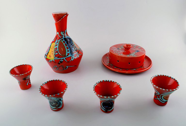 Vallauris, France.Vodka / Lemonade / Sangria-set for four. Hand painted, unique.