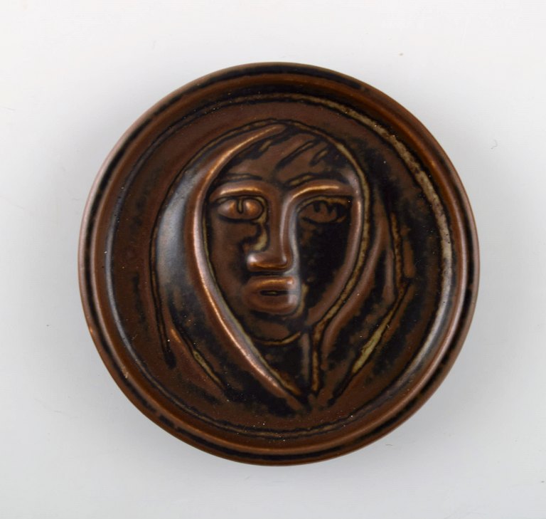 Royal Copenhagen Jais Nielsen ceramic plaque. brown glaze.