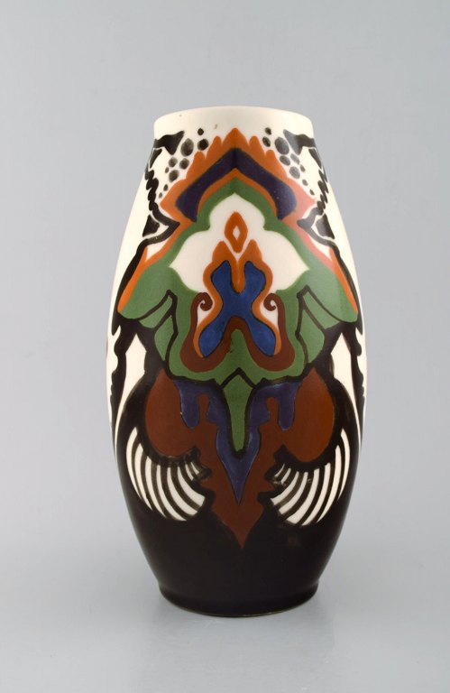 Eskaf, Holland art nouveau keramik vase.Håndmalet, 1930´erne.