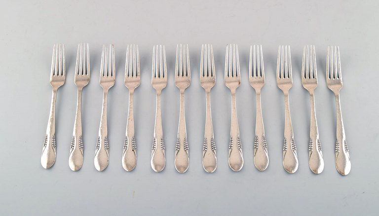 Danish silver (830), 11 dinner forks.