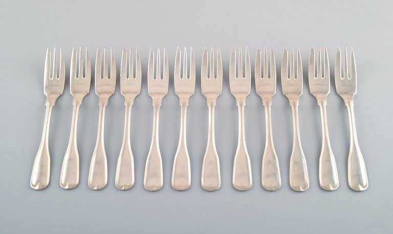 12 cake forks, Old rifled, Danish silver 0.830.